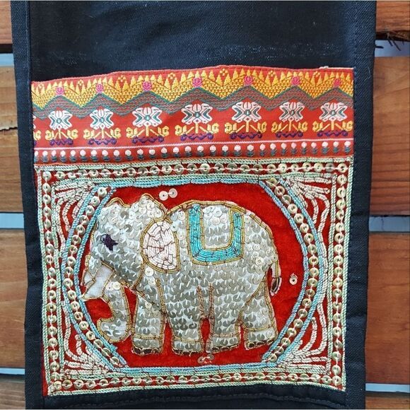 Vintage Tapestry Wall Hanging Pocket Wall Hanging Elephants Wall Art - Picture 5 of 6